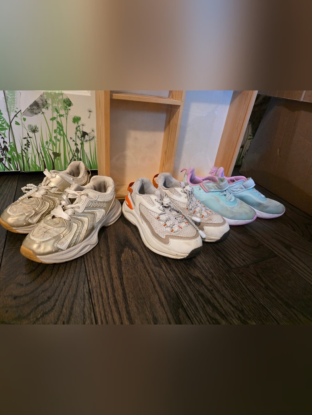 Kids White and Orange Athletic Sneakers - Comfortable Everyday Shoe